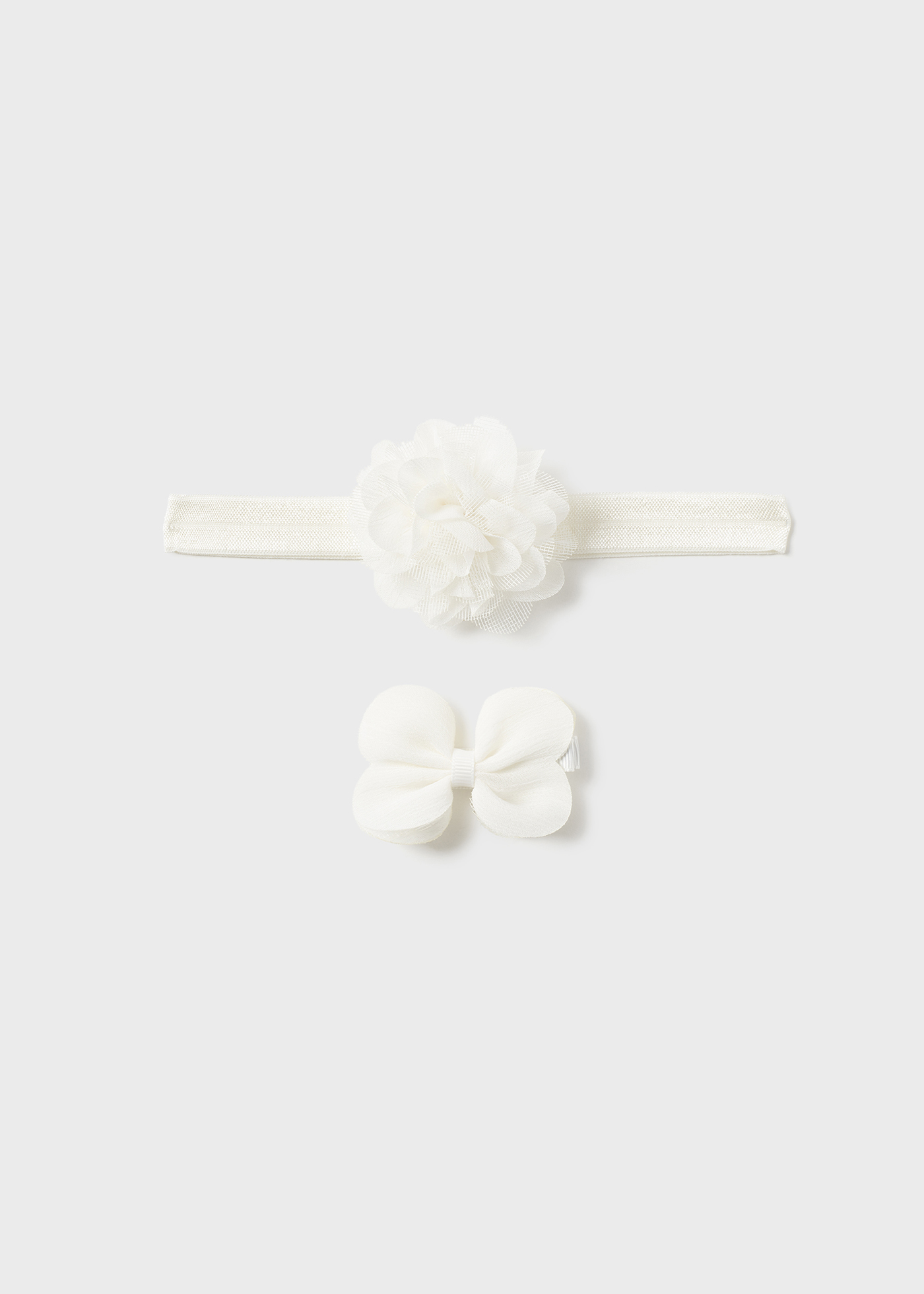 Conjunto de faixa de cabelo e presilha para recém-nascido, branco