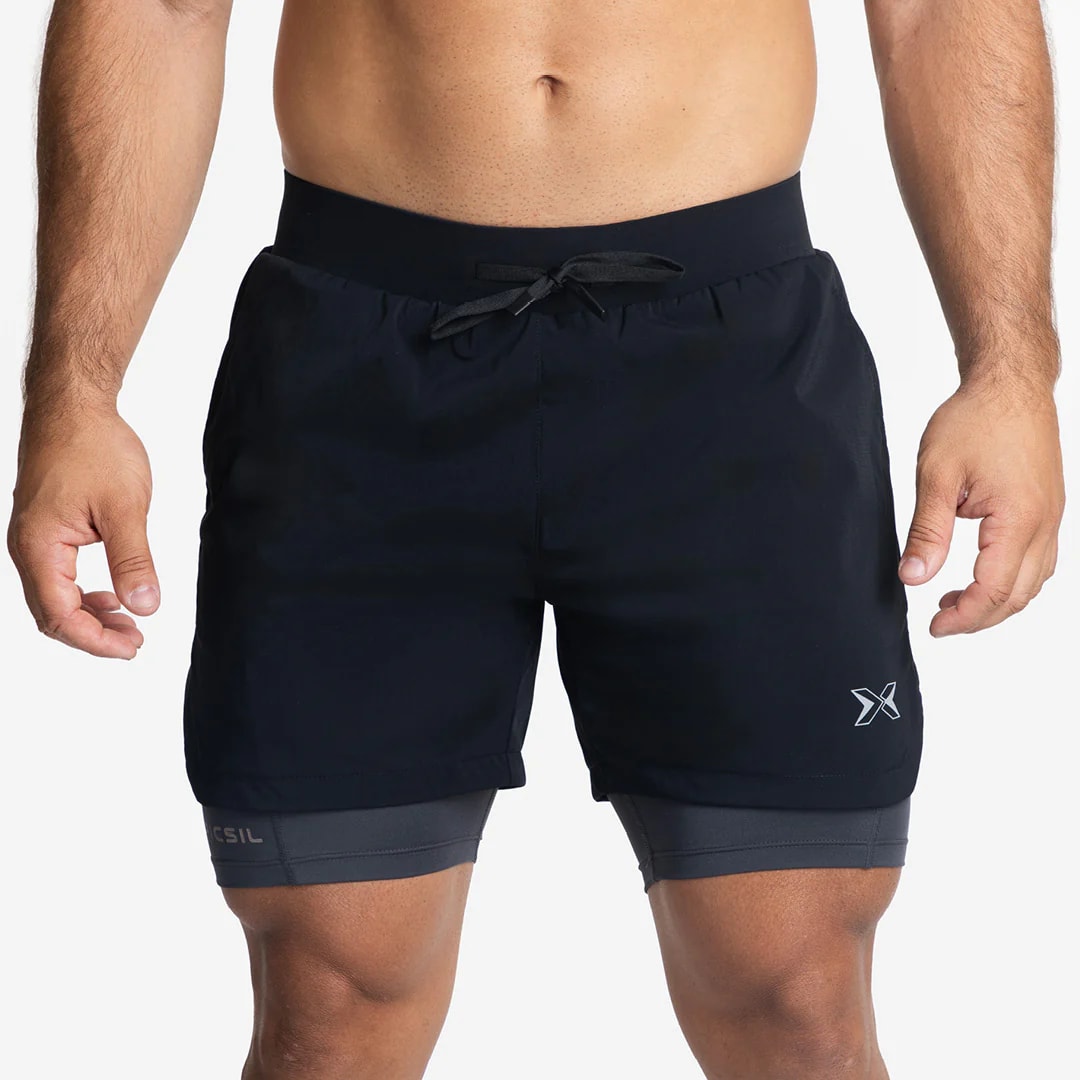 Picsil Men 2 in 1 Shorts Premium Black