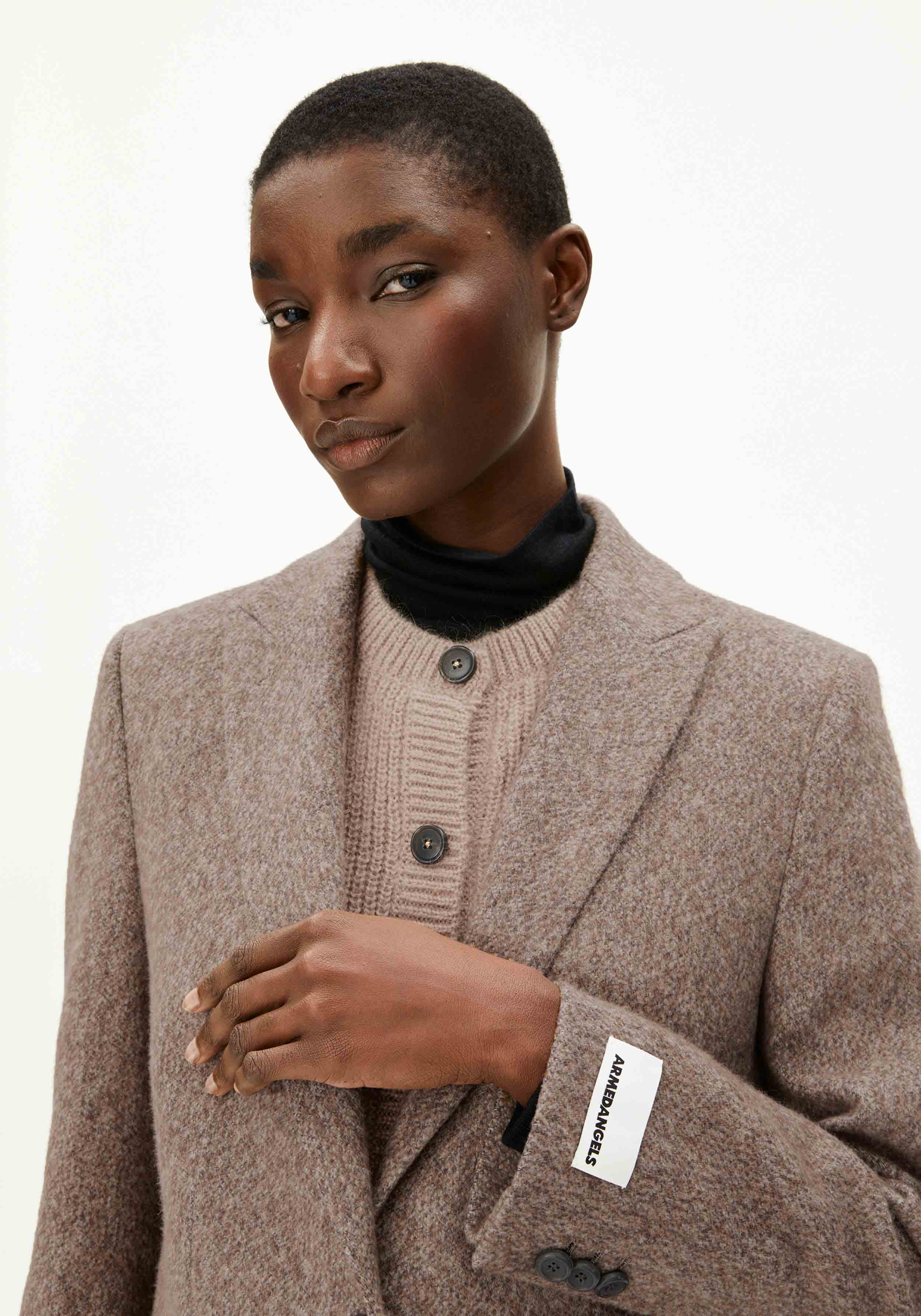 Armedangels Blazer Mikulaa Tweed Pure-Walnut Cream