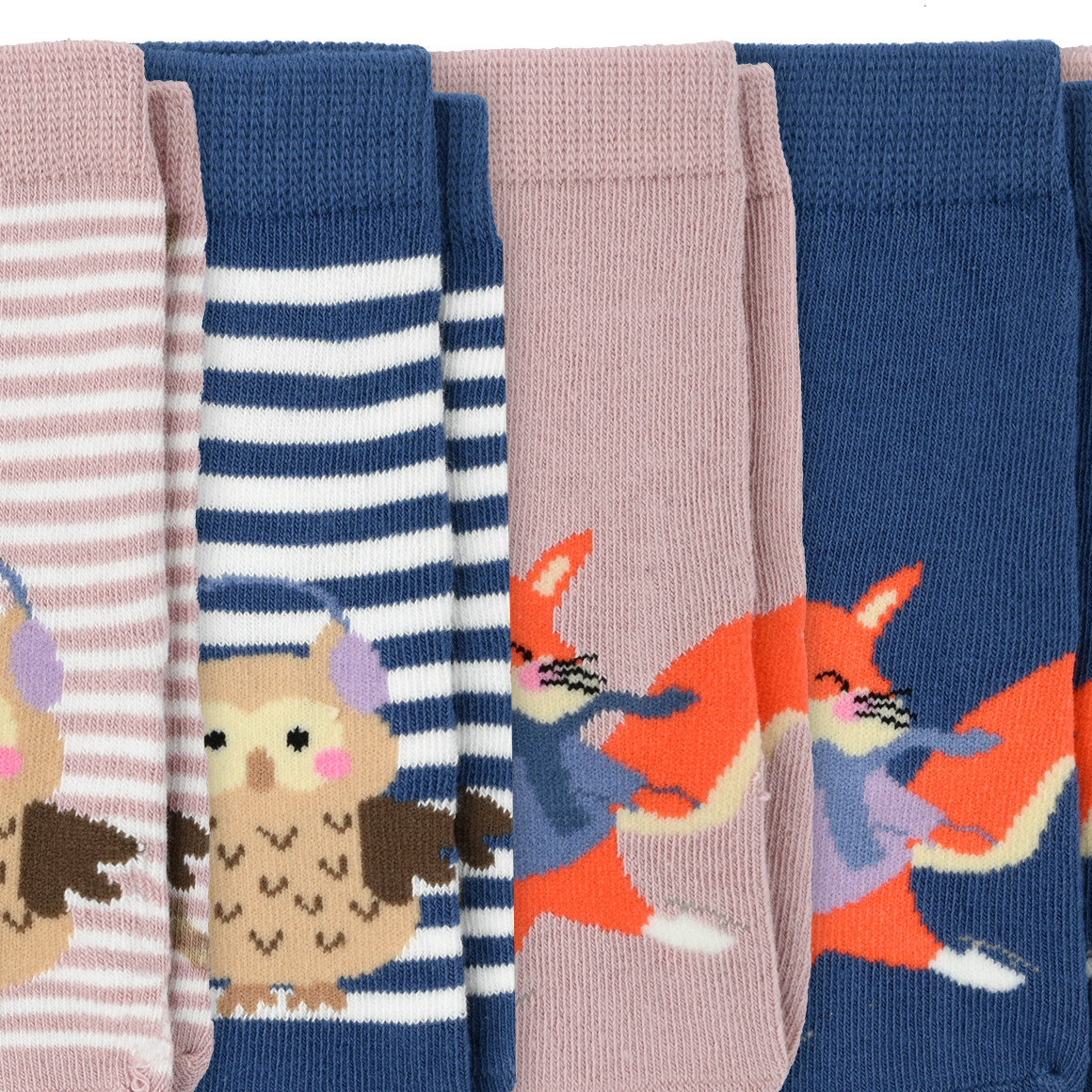 Topomini 5 Paar Baby Socken in verschiedenen Dessins rosa / dunkelblau
