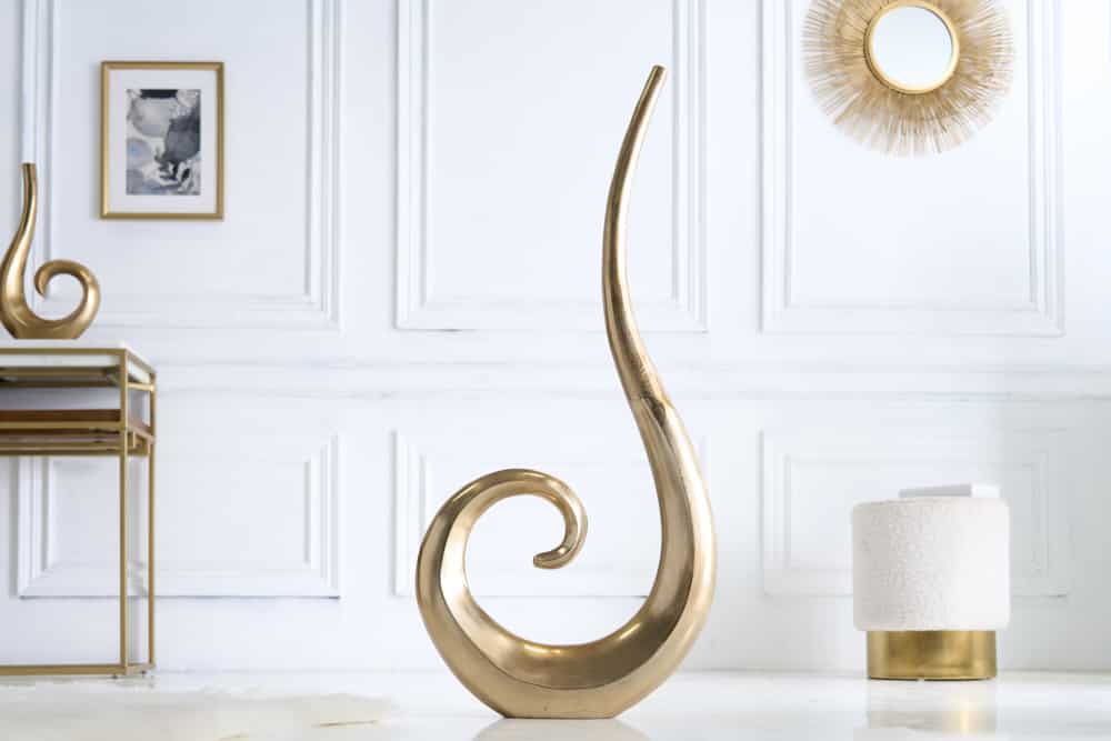 Moderne Vase WAVE XL 106cm gold Aluminium poliert Dekoration