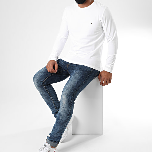 Tee Shirt Manches Longues Stretch Fit Slim 0804 Blanc