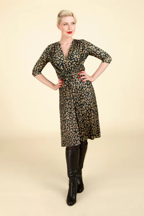 Vintage Chic for Topvintage Luna knotted leopard swing jurk in multi