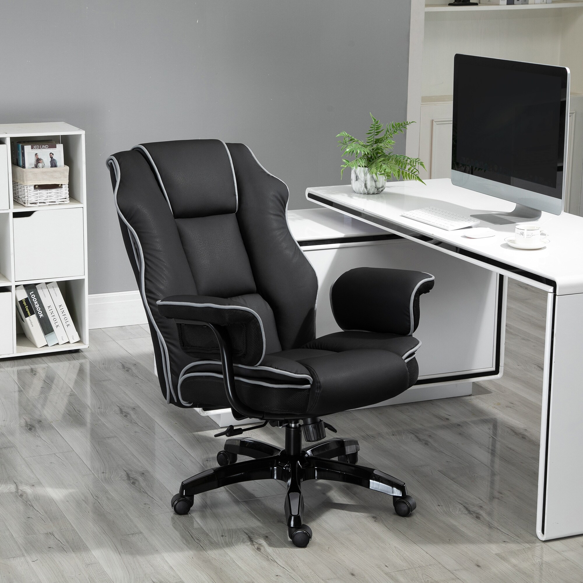 Vinsetto Bürostuhl  ergonomisch schwarz 66,5 x 55 x 123-129 cm (BxLxH)