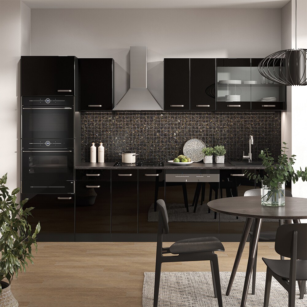 Vicco Küchenzeile R-Line Solid Anthrazit Schwarz 300 cm modern Küchenschränke Küchenmöbel