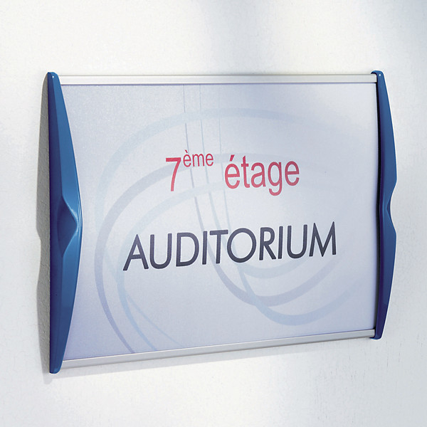 Plaque professionnelle personnalisée Pyxis 21 x 14,85 cm bleue