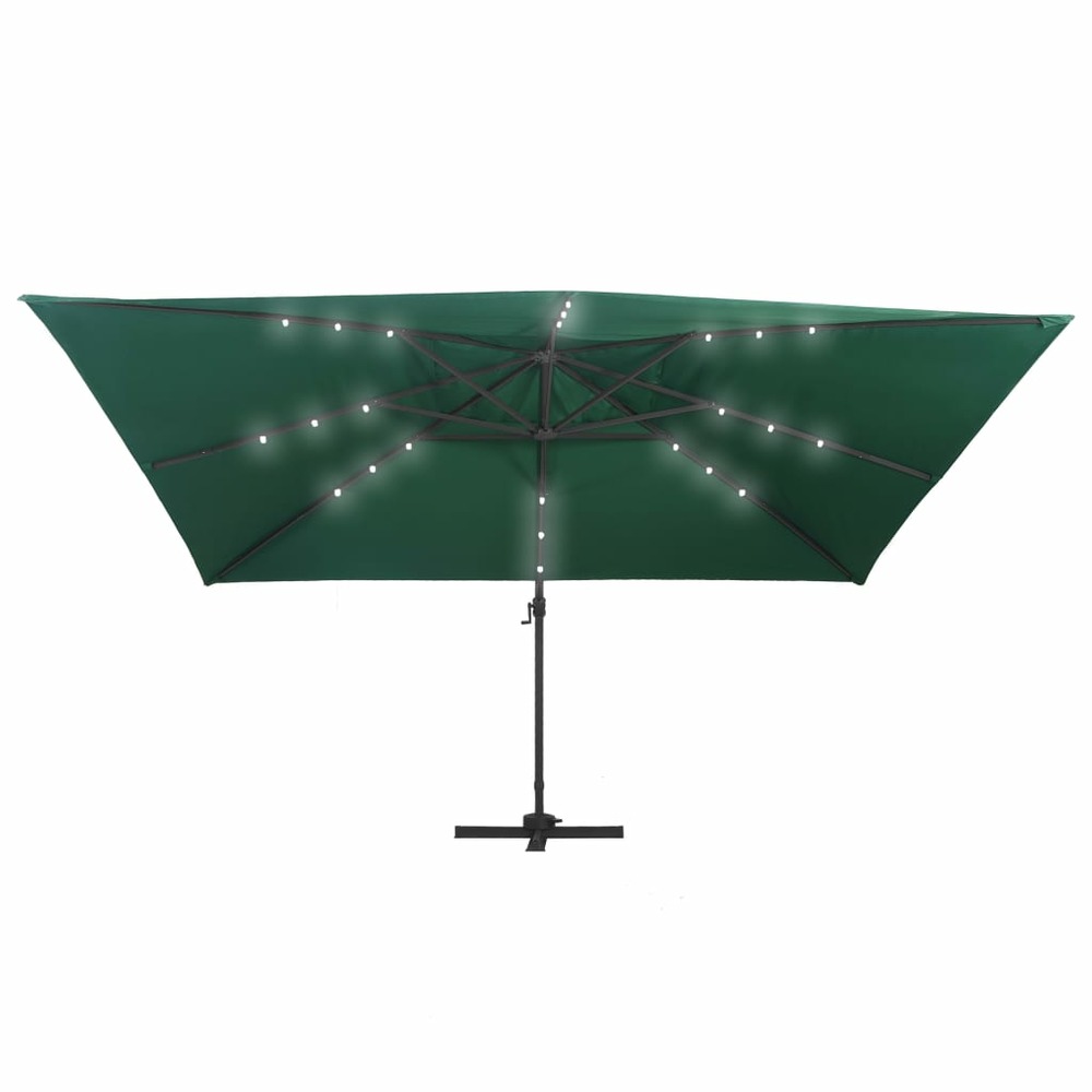 Parasol déporté avec lumières led aluminium 400 x 300 cm vert