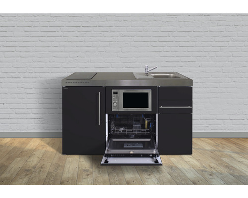 Stengel Keukens Minikeuken met apparatuur Premiumline 150,0 cm zwart mat voorgemonteerde variant rechts 1015078163112