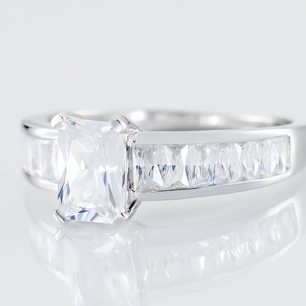 Bague Solitaire Aronn Argent Blanc Oxyde De Zirconium