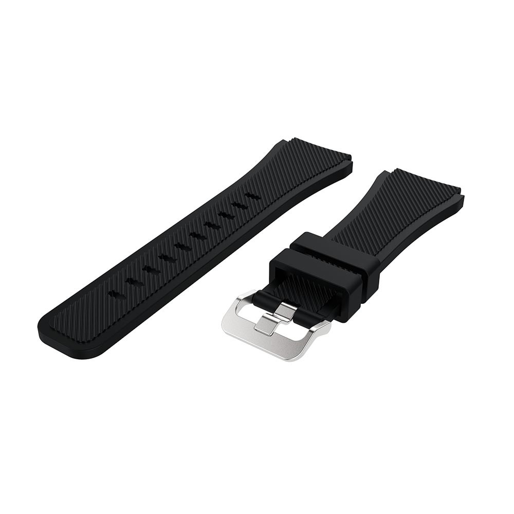 Samsung Galaxy Watch 46mm / Gear S3 Classic / S3 Frontier Ersatz Silikon Armband mit Metallverschluss - Schwarz