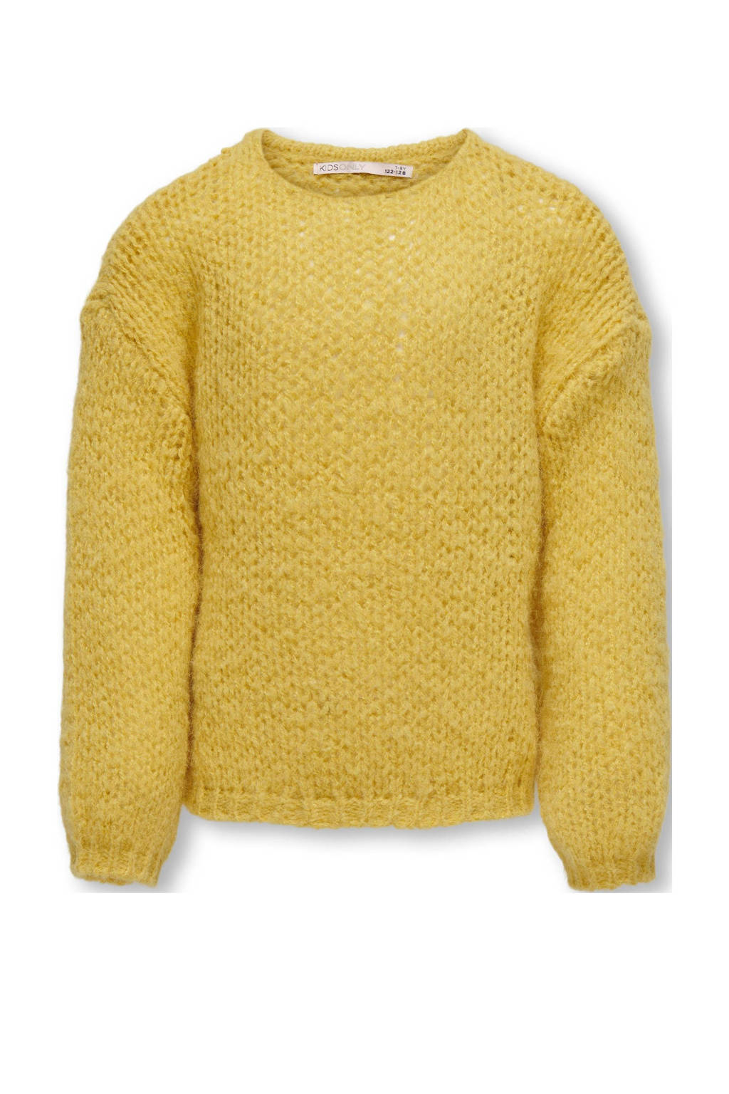 ONLY grofgebreide trui KOGNEWNORDIC LIFE LS O-NECK KNT van polyester maisgeel