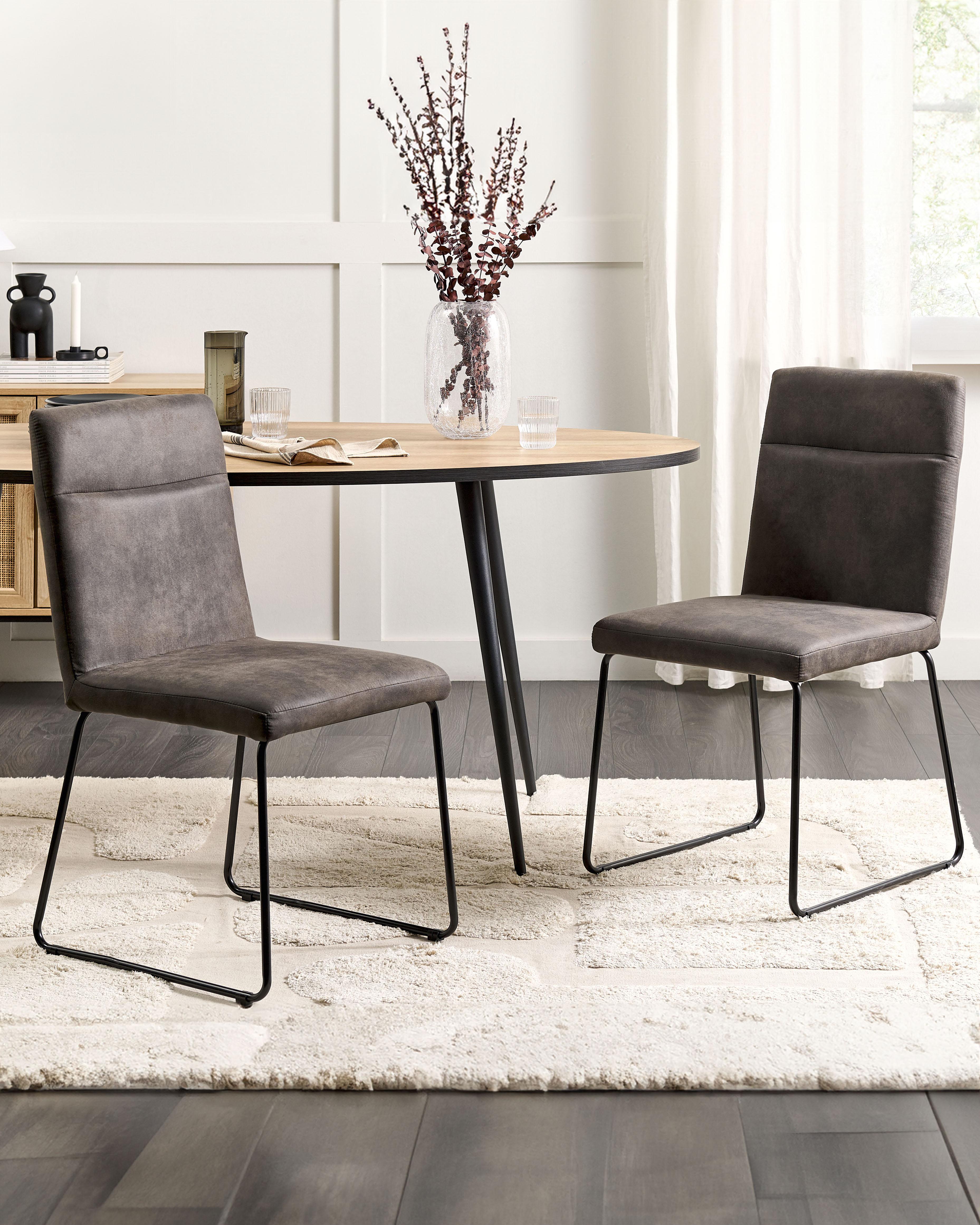 Set van 2 eetkamerstoelen NEVADA Stof Donkergrijs