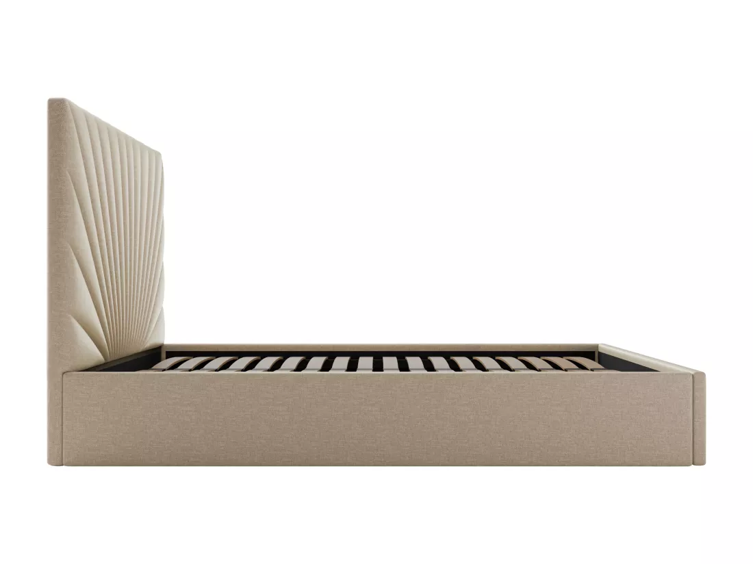 Lit coffre 160 x 200 cm - Tissu - Beige + Matelas - RILIODA de Pascal Morabito