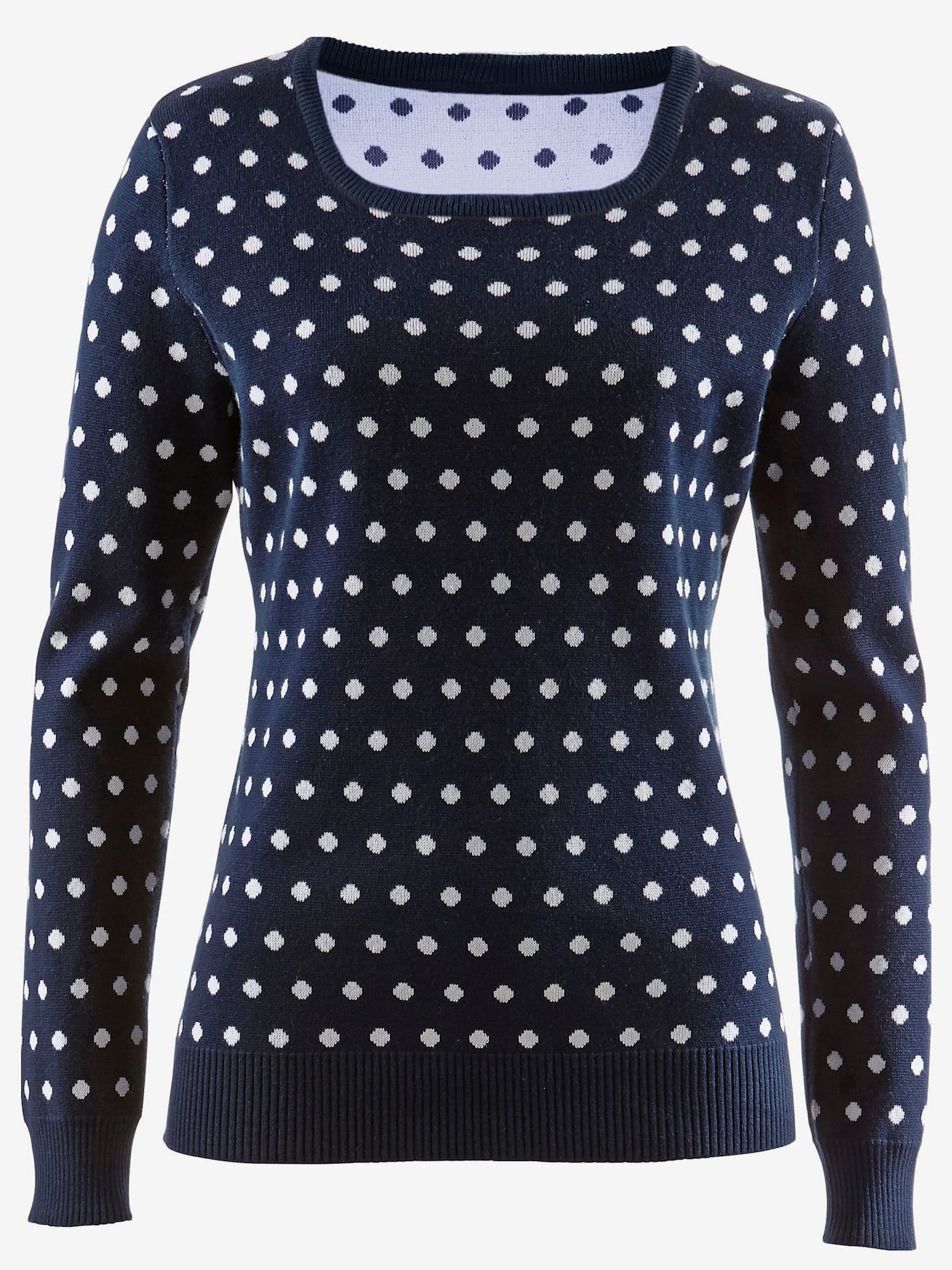 Pull à pois manches longues en jacquard