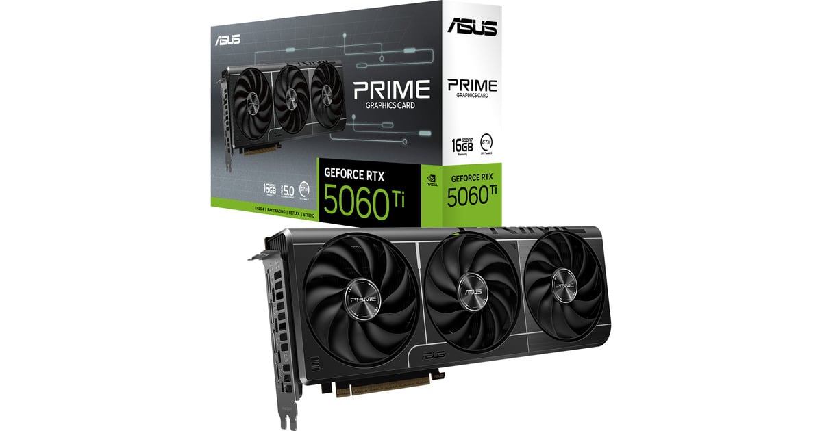 ASUSPRIME GeForce RTX 5060 Ti 16G grafische kaart  (3x DisplayPort, 1x HDMI)