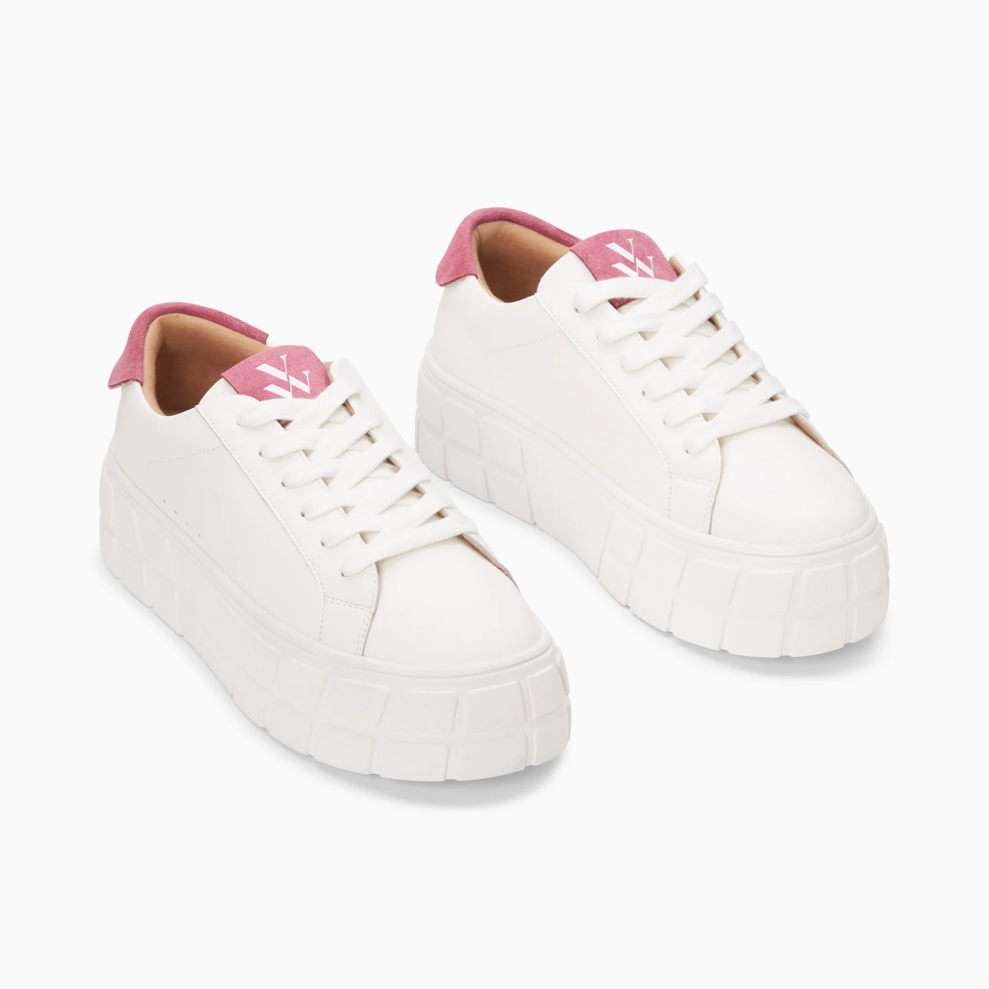 Sneakers-Baskets Meaghan blanc et rose à plateforme