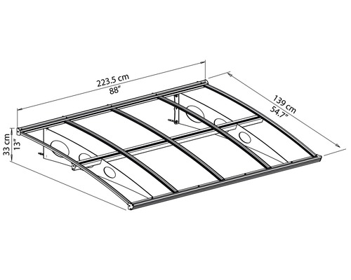 ARON Baldino luifel 223,5x139 cm antraciet polycarbonaat