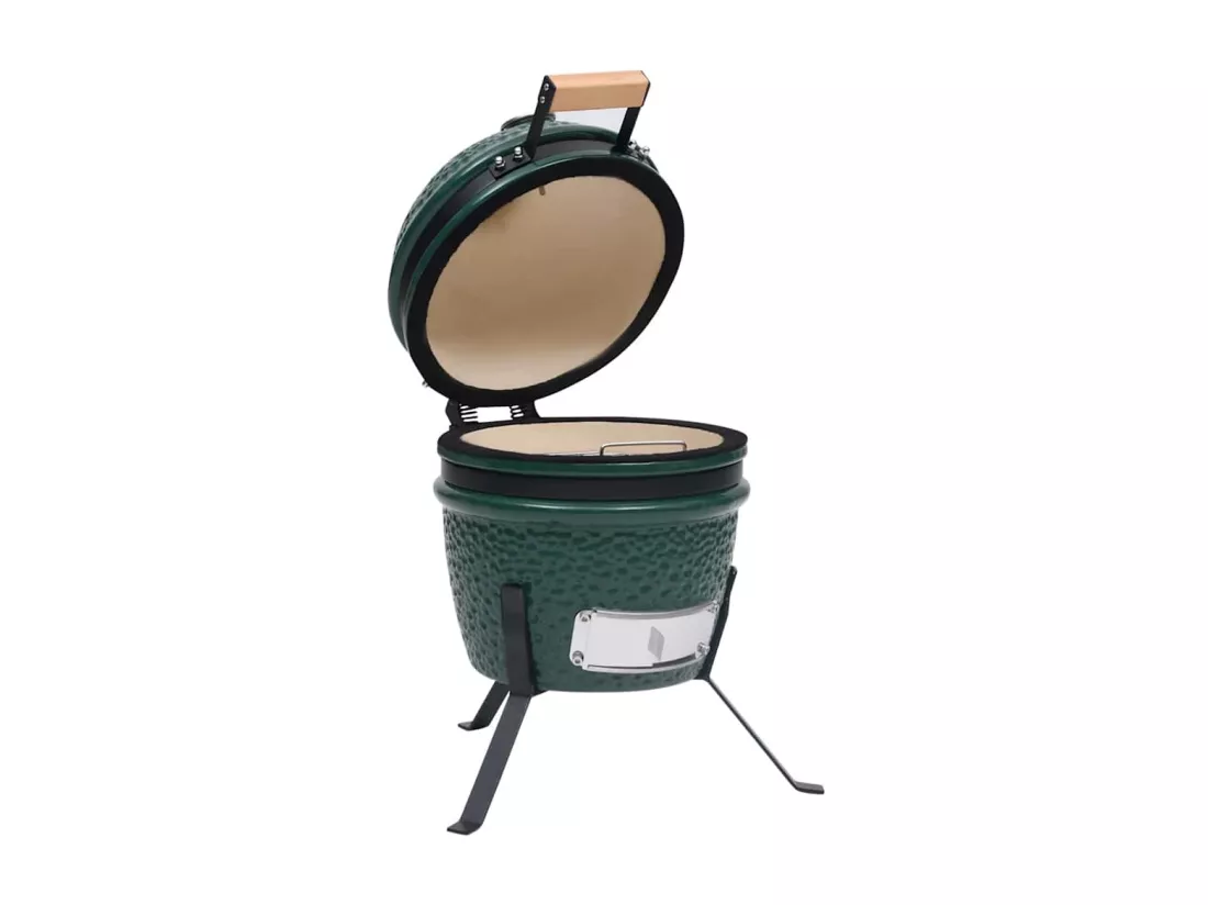 Barbecue à fumoir Kamado 2-en-1 Céramique 56 cm Vert
