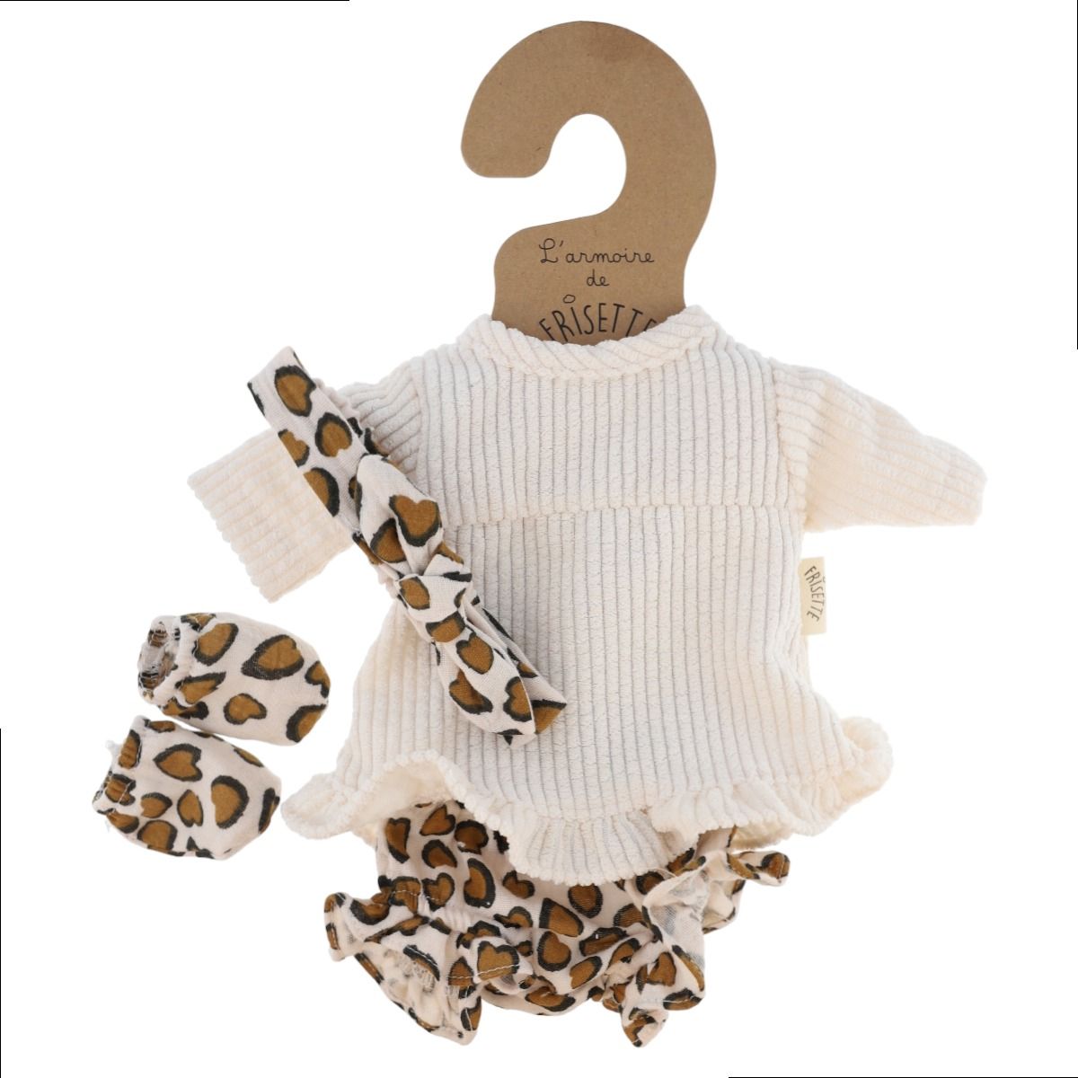 Tenue poupée Pia - robe en velours écrue - Chaton Frisette
