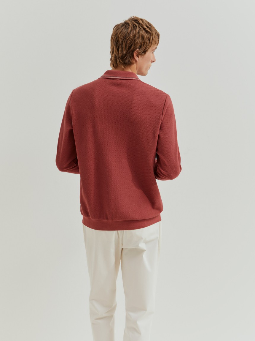 Polo manga comprida em pique regular fit