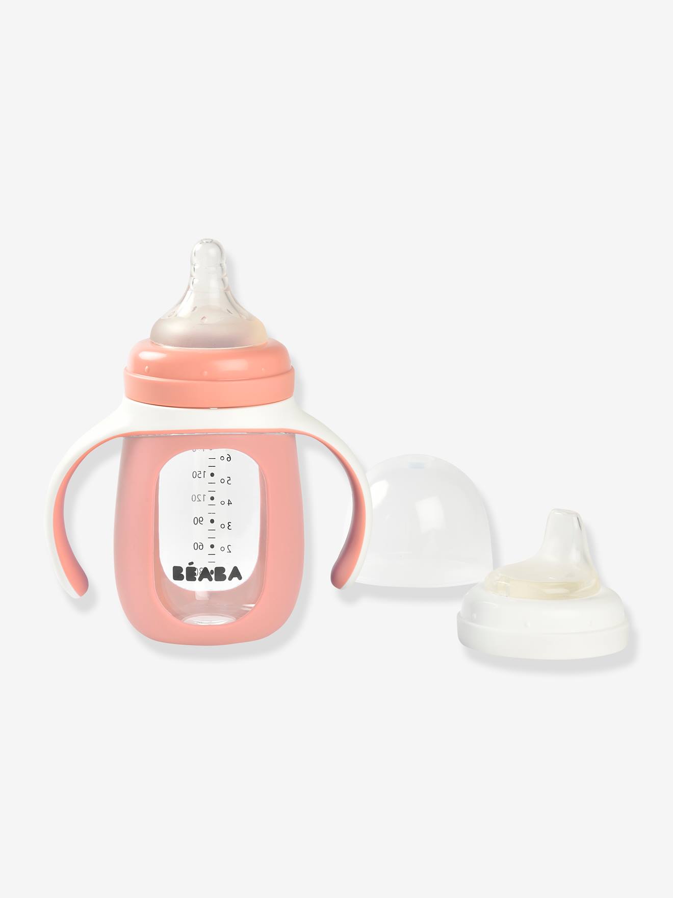 Garrafa/Copo de Vidro 2 em 1 BEABA (210 ml) Rosa