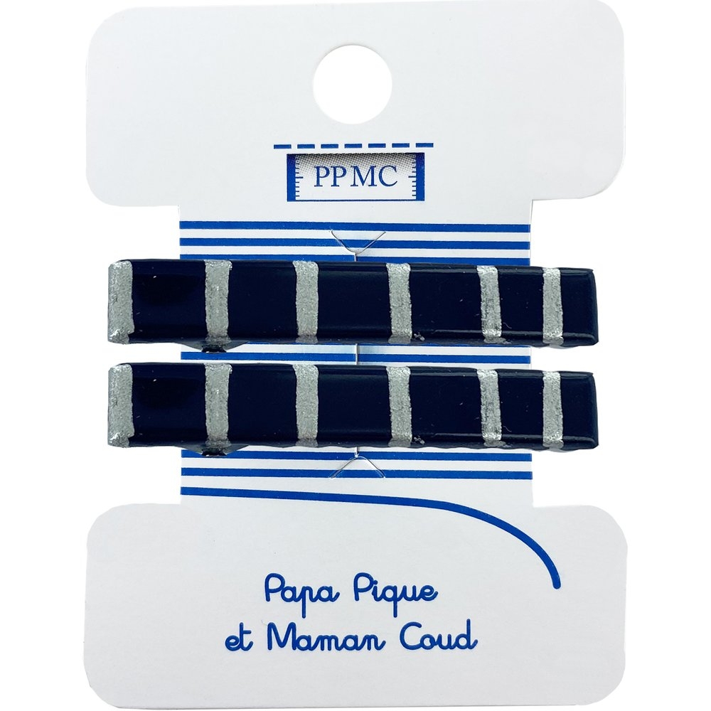 Barrette Croco Moyenne Rayé Argent Marine Cr053