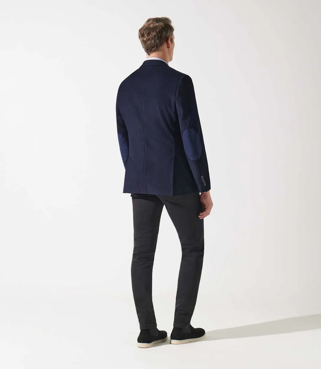 Veste en velours armuré marine