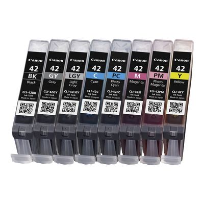 Canon CLI-42 - Pack de 8 - noir, gris, gris clair, cyan, photo cyan, magenta, photo magenta, jaune - cartouche d'encre originale