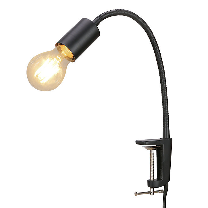 Spot pince E27 5W GoodHome Ghlin noir l.21 x H.32.5 x Ø 4,3cm