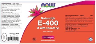 NOW E-400 D-Alpha Tocopherol Capsules 100ST