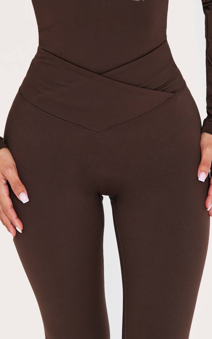 Espresso Legging De Sport Petite Taille Sculptant Avec Taille Enveloppante