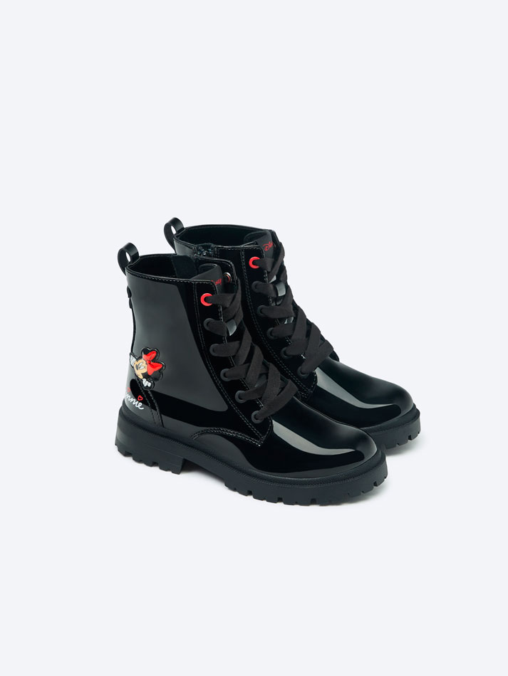 Bota de couro envernizado MICKEY&MINNIE ©DS - Preta