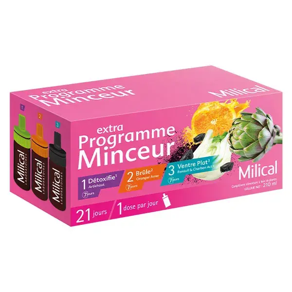 Programa de emagrecimento Milical Extra: Desintoxica e queima gordura para uma barriga lisa - Tratamento de 21 dias