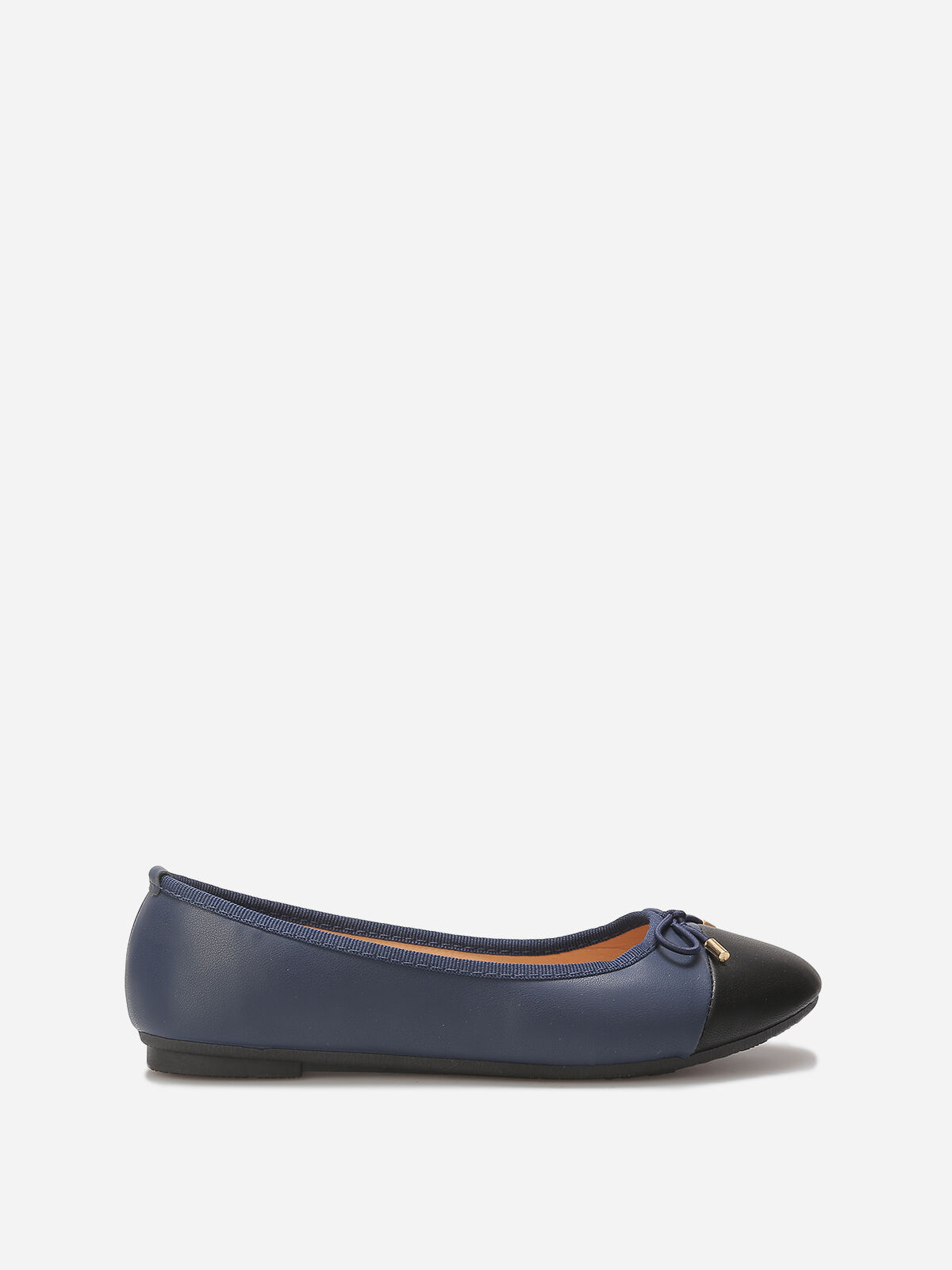 Ballerines bicolore avec nœud- Bleu foncé