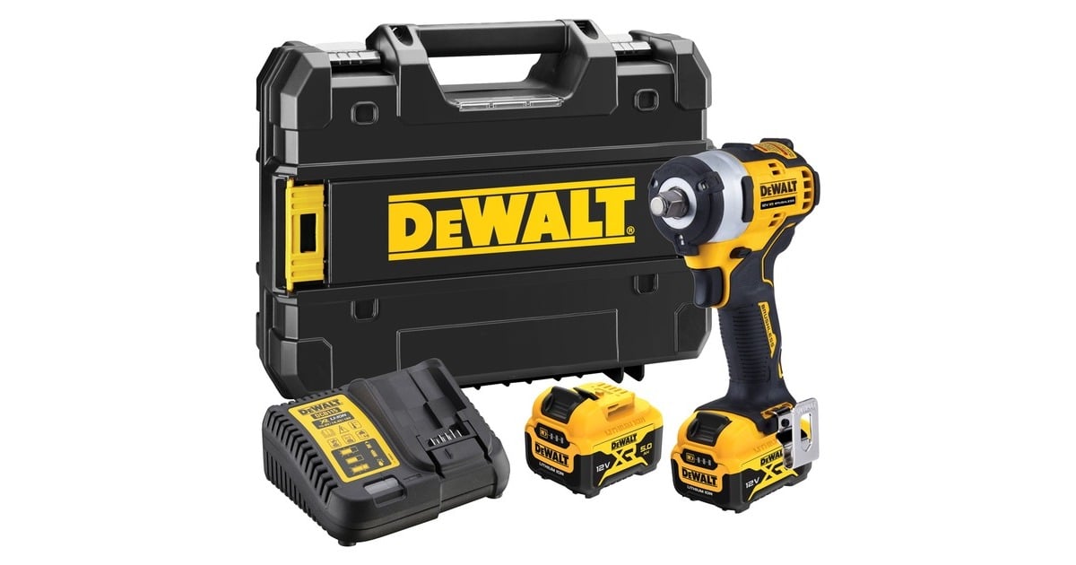 DEWALTDCF901P2-QW Accu Slagmoersleutel 12V  (Geel/zwart, Incl. 2x Li-Ionen Accu 5,0Ah, in T STAK-Box II)