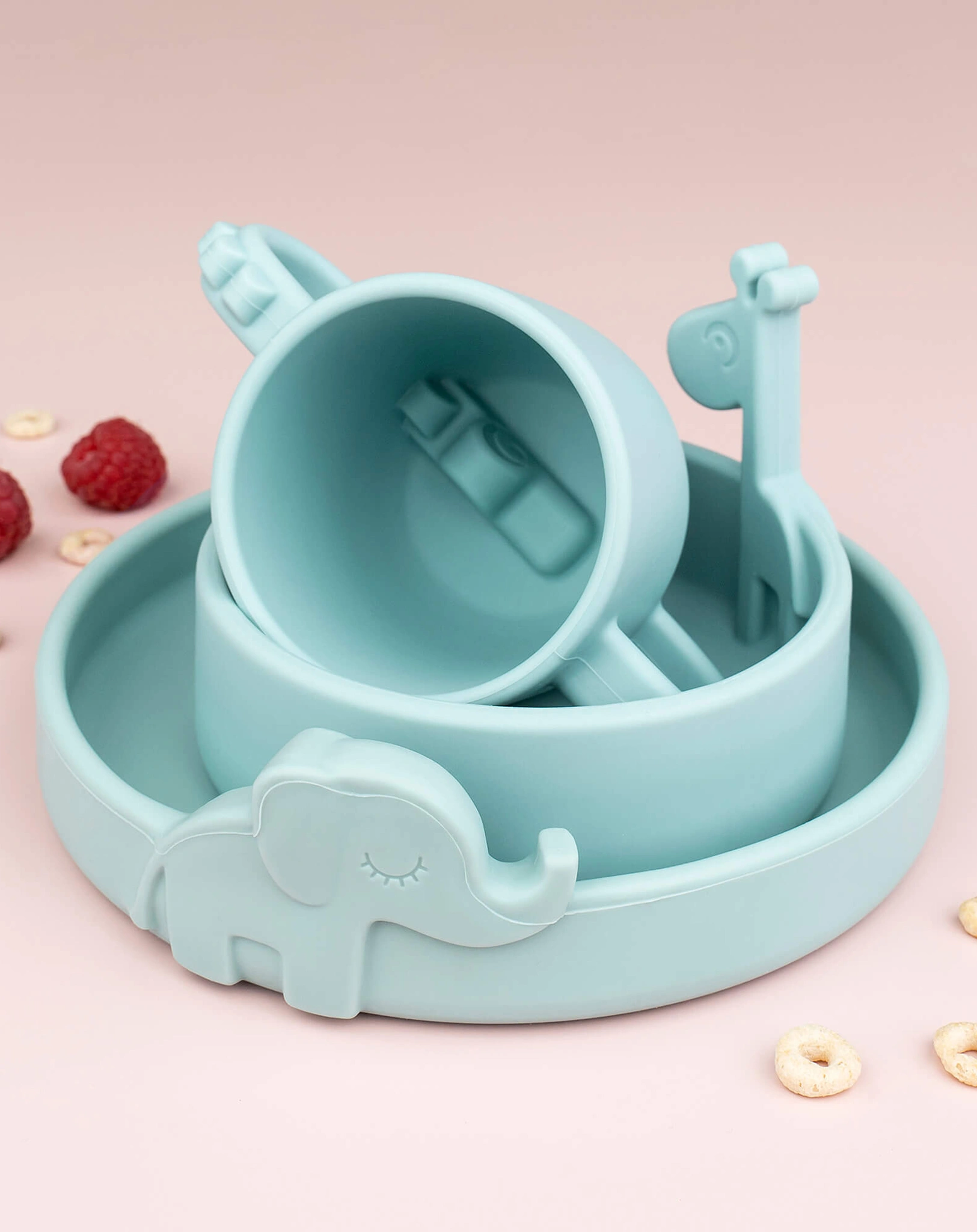Silikon-Teller PEEKABOO - ELPHEE in blau