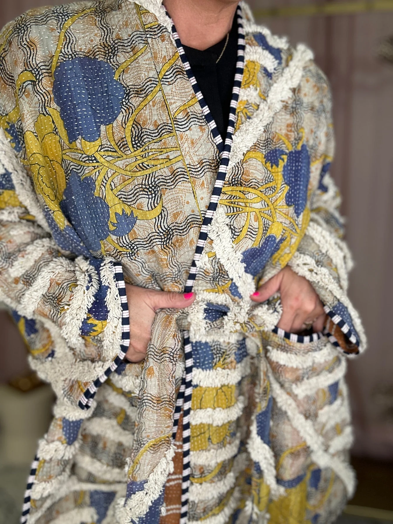 Sissel Edelbo Hedvig Tufted Jacket SE 1389 tufted kantha blanket blue