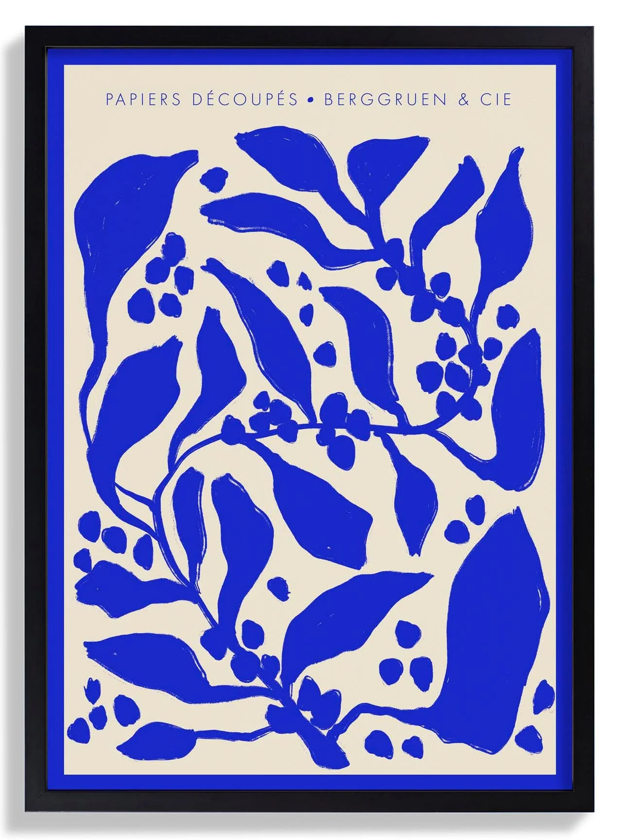 Blaue Beeren Papiers Découpés Kunstausstellung