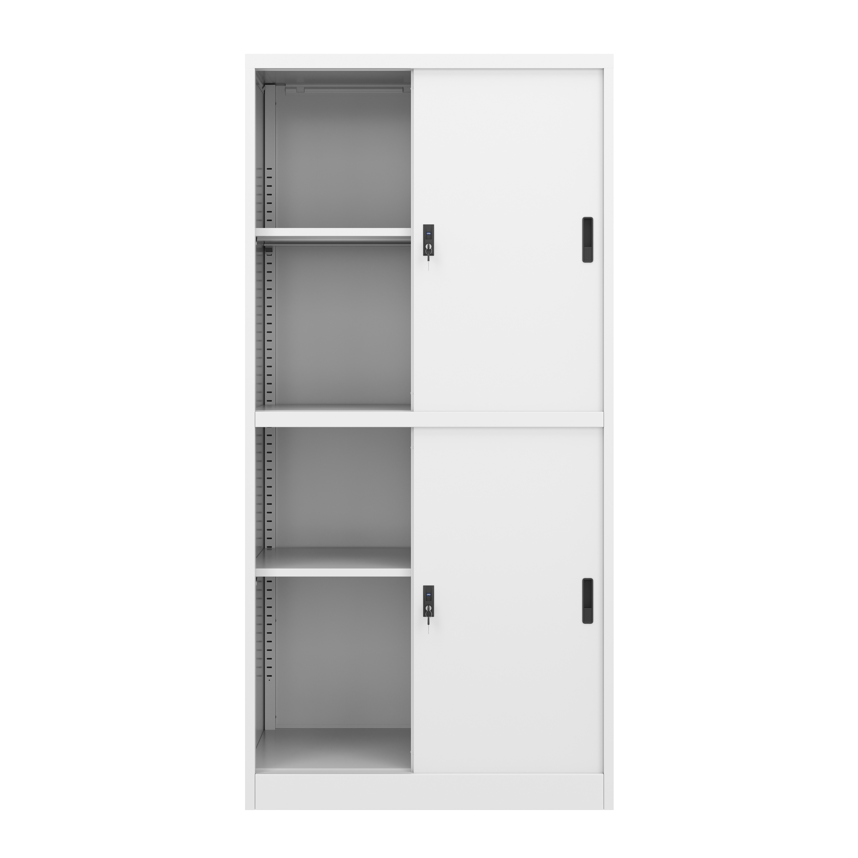 Aktenschrank mit 4 Schiebetüren 90 x 185 cm weiss