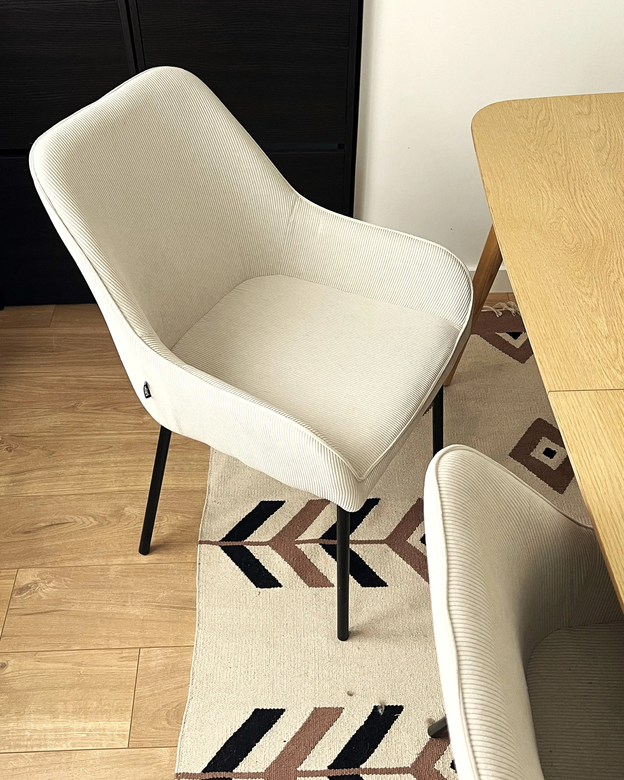 Set van 2 eetkamerstoelen LOVERNA Corduroy Gebroken wit