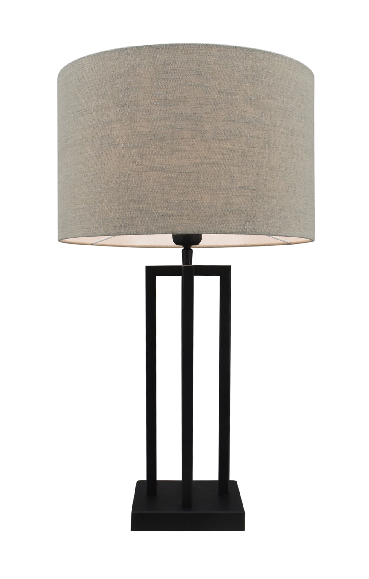 Tafellamp Roma zwart klein + kap Cilinder 35x35x22cm Linnen naturel