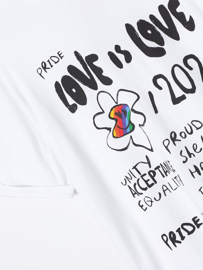 Camiseta de manga curta estampada - Branco Claro