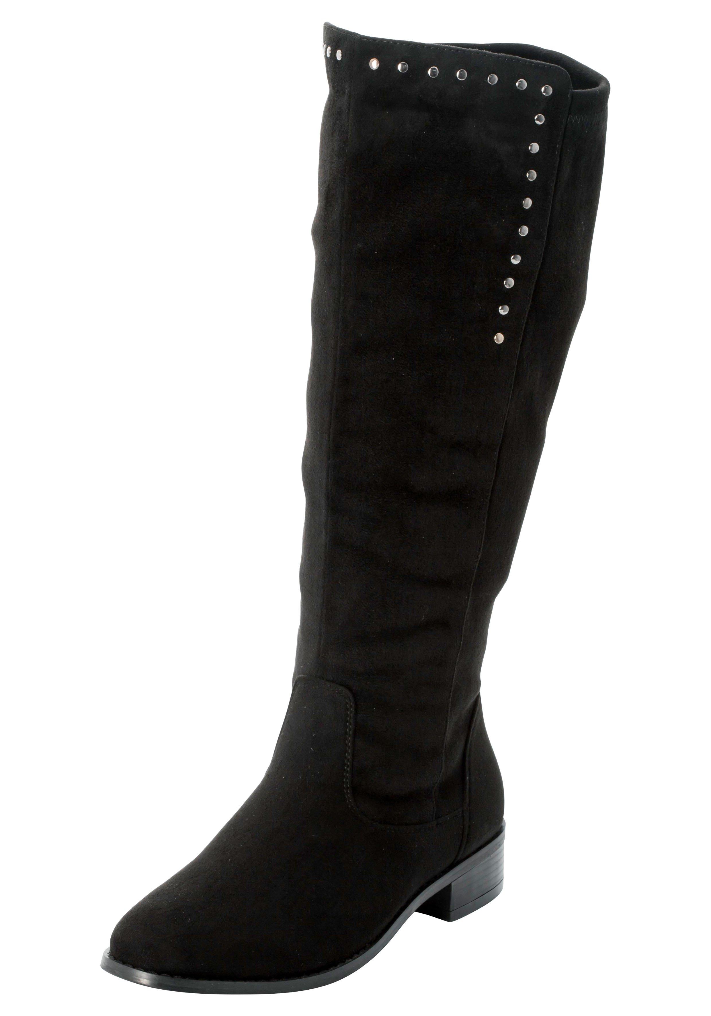 Weitschaftstiefel mit Nietenverzierung