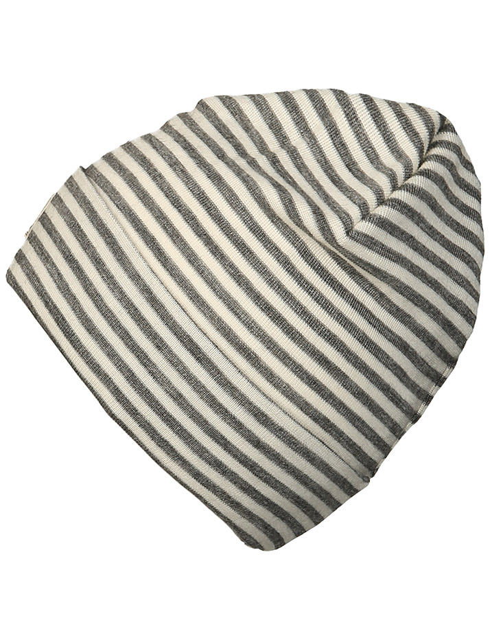 Mütze SCHLUPPER gestreift in grau/offwhite