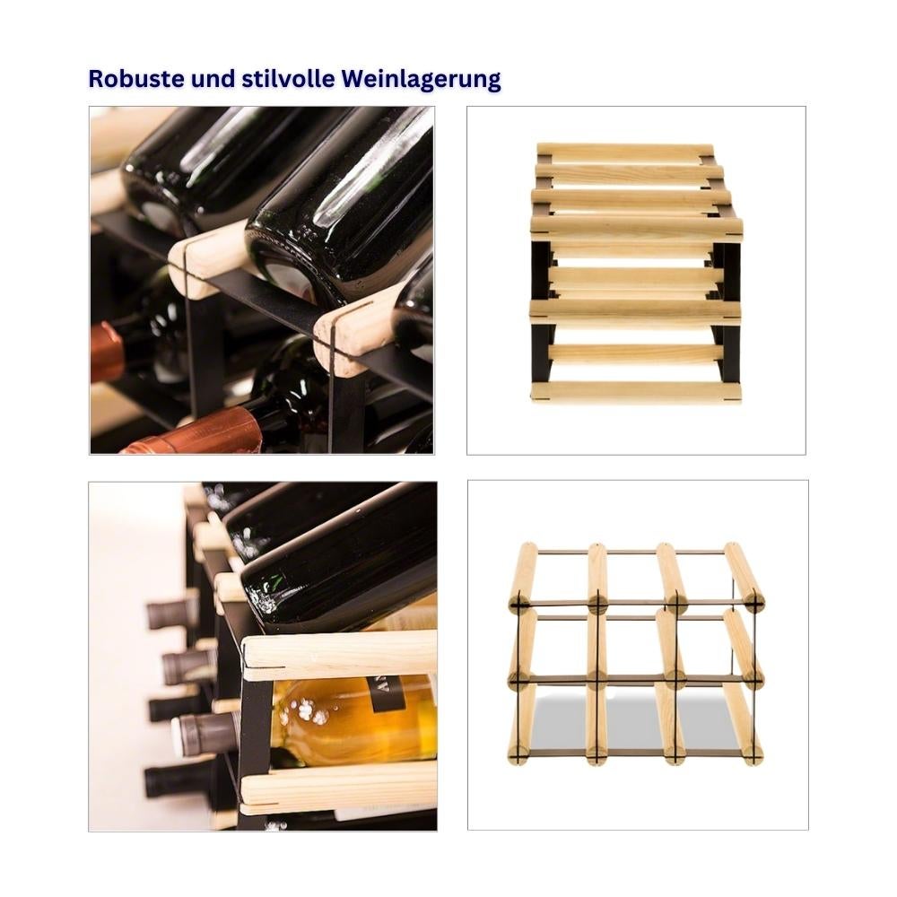 PROREGAL Modulair Wijnrek Vinotega Mod Metaal HxBxD 22,5 x 32,5 x 24,5 cm 3 x 2 Flessen Massief Dennenhout Natuurlijk