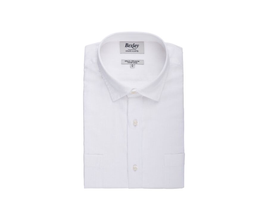 Chemise homme coton/lin Chambray Blanc - SIPHÉRIN