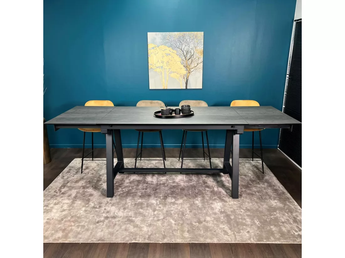 Table haute en céramique extensible effet ardoise 160-270 cm LOMBARDIE