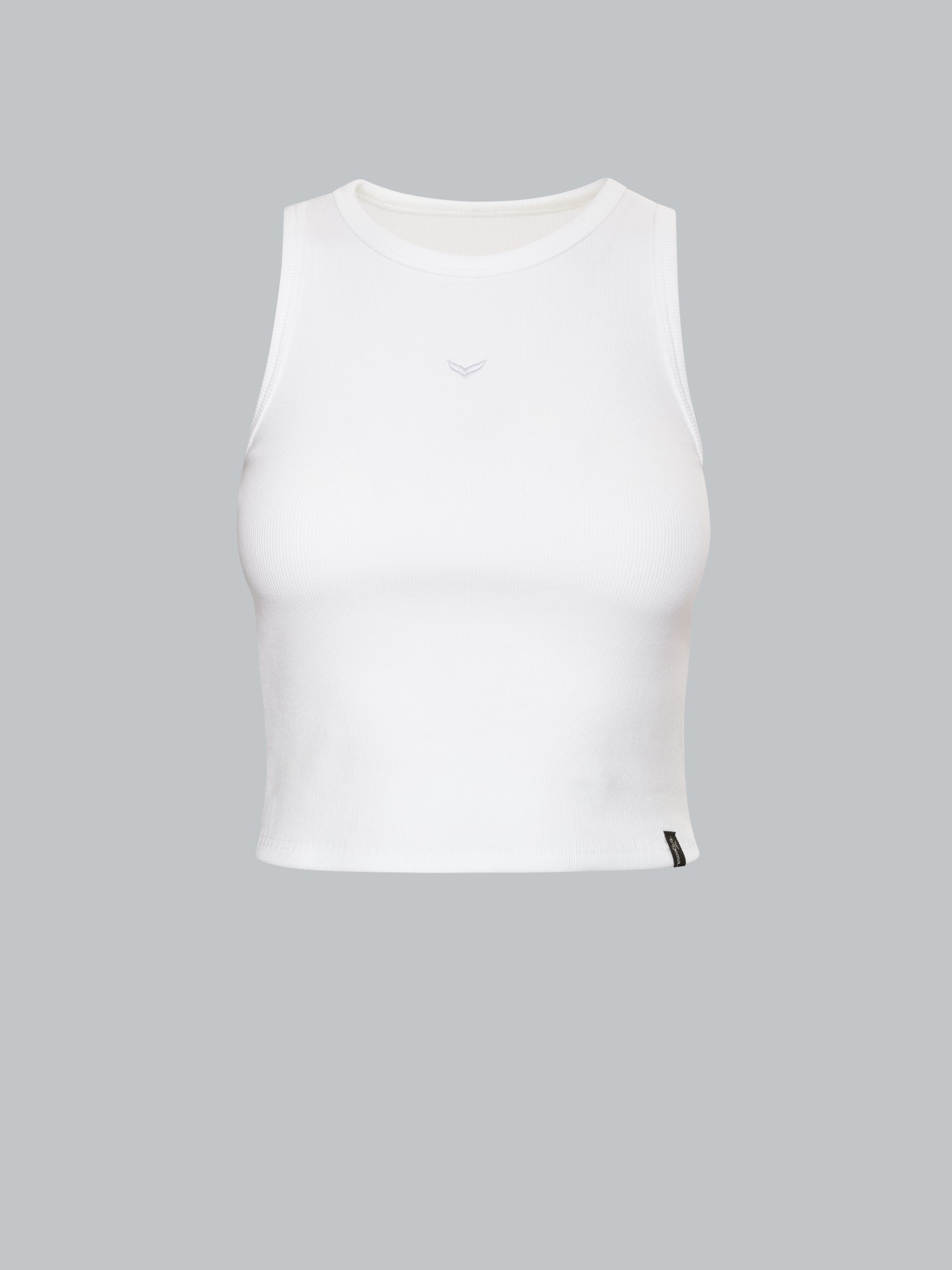 Cropped Top aus elastischem Doppelripp Weiss
