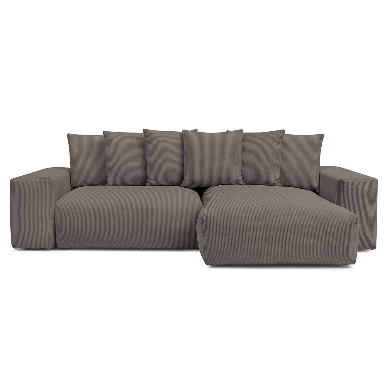 Bobochic Canapé d'angle réversible ultra moelleux voltaire velours côtelé taupe - 310x174x75 cm