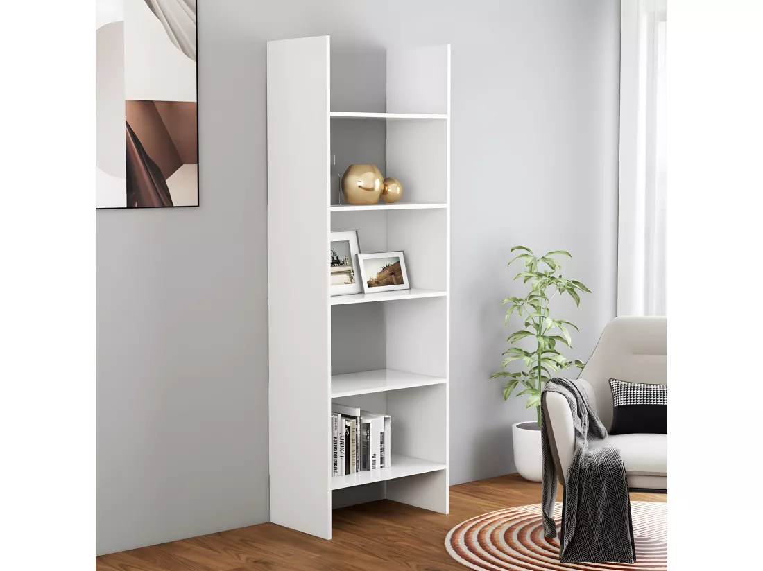 Bibliothèque Blanc 60x35x180 cm Aggloméré